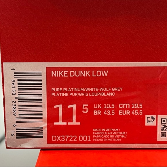 Nike Dunk Low Wolf Grey Pure Platinum Men's Sneaker DS 100% Authentic - Picture 15 of 16